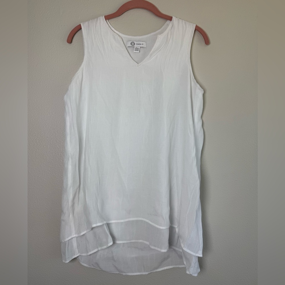 Caslon White Sleeveless V-Neck Layered Tunic Top